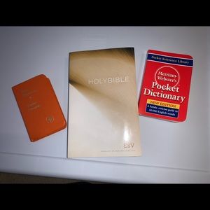 2 Bibles and a dictionary